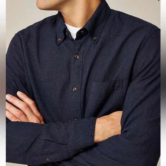 J Crew Men's Navy Brushed Twill Shirt - Picture 2 of 3